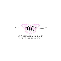 Initial AC Handwriting, Wedding Monogram Logo Design, Modern Minimalistic and Floral templates for Invitation cards	
