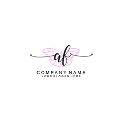 Initial AF Handwriting, Wedding Monogram Logo Design, Modern Minimalistic and Floral templates for Invitation cards	
