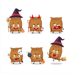 Halloween expression emoticons with cartoon character of flour sack