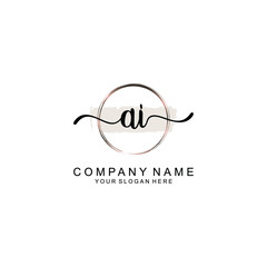 Initial AI Handwriting, Wedding Monogram Logo Design, Modern Minimalistic and Floral templates for Invitation cards	
