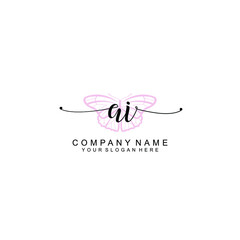 Initial AI Handwriting, Wedding Monogram Logo Design, Modern Minimalistic and Floral templates for Invitation cards	

