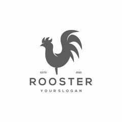 Logo Illustration Rooster Chicken Sillhouette Vector Design