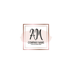 Initial AM Handwriting, Wedding Monogram Logo Design, Modern Minimalistic and Floral templates for Invitation cards	
