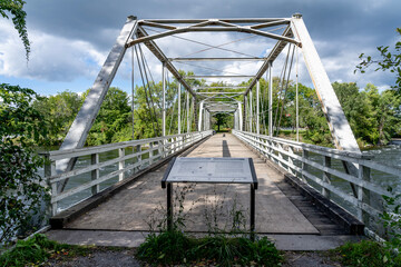 Youngs Point, Ontario, Canada - September 4, 2020: Youngs Point Bridge in Youngs Point, Ontario, Canada.  Completed in 1885, this bridge is one of the oldest metal bridges remaining in Ontario.