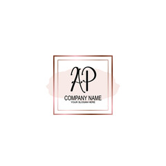 Initial AP Handwriting, Wedding Monogram Logo Design, Modern Minimalistic and Floral templates for Invitation cards	
