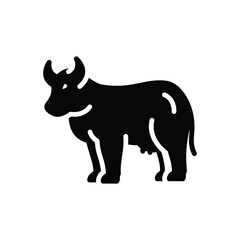 Black solid icon for cow
