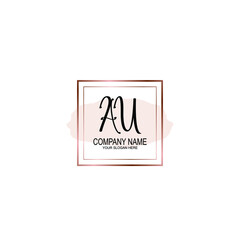 Initial AU Handwriting, Wedding Monogram Logo Design, Modern Minimalistic and Floral templates for Invitation cards	
