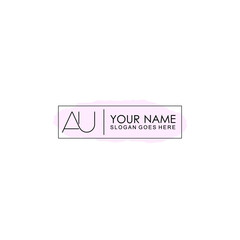 Initial AU Handwriting, Wedding Monogram Logo Design, Modern Minimalistic and Floral templates for Invitation cards	
