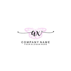 Initial AX Handwriting, Wedding Monogram Logo Design, Modern Minimalistic and Floral templates for Invitation cards	
