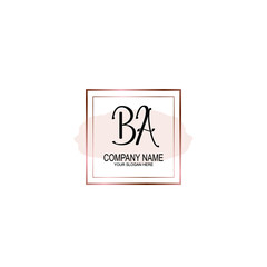 Initial BA Handwriting, Wedding Monogram Logo Design, Modern Minimalistic and Floral templates for Invitation cards	
