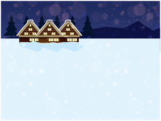 岐阜県　白川郷　夜空　雪 © ken