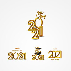 Happy New Year 2021 With 3d Tube Text Vector Design For Banner Print and Greeting Background