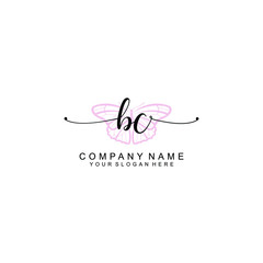 Initial BC Handwriting, Wedding Monogram Logo Design, Modern Minimalistic and Floral templates for Invitation cards	
