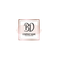 Initial BD Handwriting, Wedding Monogram Logo Design, Modern Minimalistic and Floral templates for Invitation cards	
