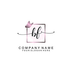 Initial BF Handwriting, Wedding Monogram Logo Design, Modern Minimalistic and Floral templates for Invitation cards	
