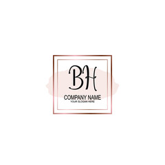 Initial BH Handwriting, Wedding Monogram Logo Design, Modern Minimalistic and Floral templates for Invitation cards	
