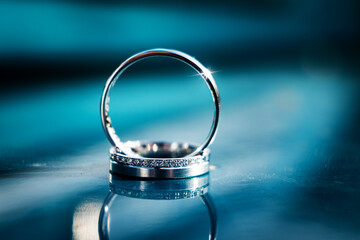 Naklejka na ściany i meble Wedding rings macro photography