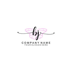 Initial BJ Handwriting, Wedding Monogram Logo Design, Modern Minimalistic and Floral templates for Invitation cards	
