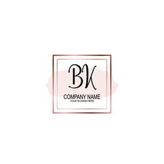Initial BK Handwriting, Wedding Monogram Logo Design, Modern Minimalistic and Floral templates for Invitation cards	
