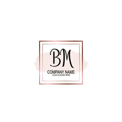 Initial BM Handwriting, Wedding Monogram Logo Design, Modern Minimalistic and Floral templates for Invitation cards	
