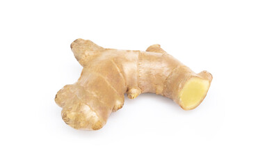 Fresh ginger on white background, herb medical concept