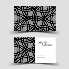 Minimal business card design. With inspiration from the abstract.  White and black colour on the gray background. Vector illustration. 