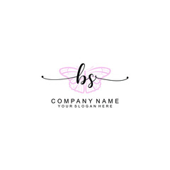Initial BS Handwriting, Wedding Monogram Logo Design, Modern Minimalistic and Floral templates for Invitation cards	
