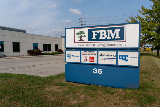  Cambridge, Ontario, Canada - September 27, 2020: FBM Foundation Building Materials company sign in Cambridge, Ontario, Canada.