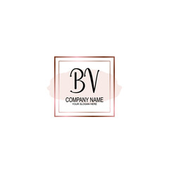 Initial BV Handwriting, Wedding Monogram Logo Design, Modern Minimalistic and Floral templates for Invitation cards	
