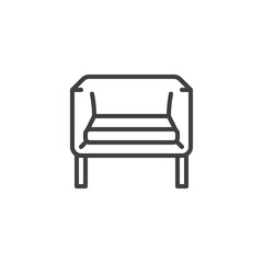 Armchair line icon. linear style sign for mobile concept and web design. Sofa, couch outline vector icon. Symbol, logo illustration. Vector graphics