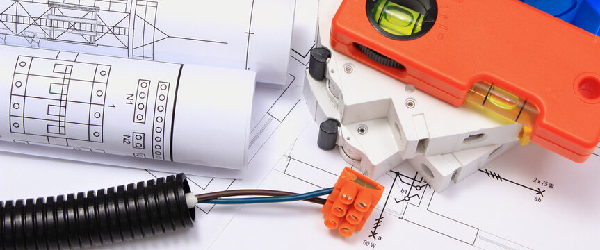 Components for electrical installations and diagrams of house