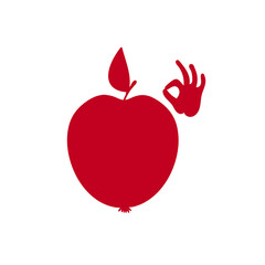 Apple icon. illustration on white, logo, t-shirt design.