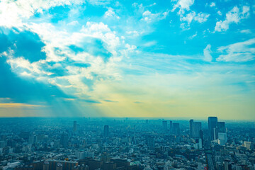 【六本木ヒルズより】東京都内、都市景観/渋谷方面