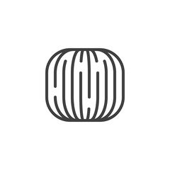 Round Ottoman chair line icon. linear style sign for mobile concept and web design. Footstool furniture outline vector icon. Symbol, logo illustration. Vector graphics