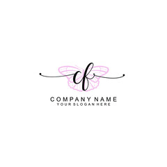 Initial CF Handwriting, Wedding Monogram Logo Design, Modern Minimalistic and Floral templates for Invitation cards	
