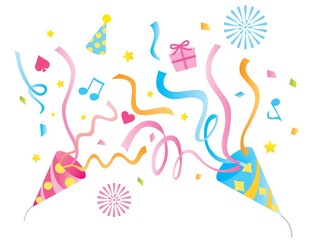 水色とピンクの2つのクラッカー