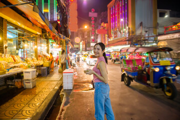 street food chinatown bangkok - obrazy, fototapety, plakaty