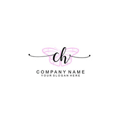 Initial CH Handwriting, Wedding Monogram Logo Design, Modern Minimalistic and Floral templates for Invitation cards	
