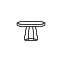 Coffee table line icon. linear style sign for mobile concept and web design. Round table furniture outline vector icon. Symbol, logo illustration. Vector graphics