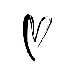 Grunge heart. Valentine day print. Vector illustration.