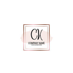 Initial CK Handwriting, Wedding Monogram Logo Design, Modern Minimalistic and Floral templates for Invitation cards	
