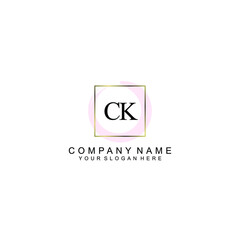 Initial CK Handwriting, Wedding Monogram Logo Design, Modern Minimalistic and Floral templates for Invitation cards	
