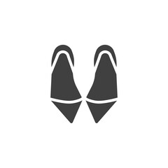 Women's shoes top view vector icon. filled flat sign for mobile concept and web design. Sandals shoes glyph icon. Symbol, logo illustration. Vector graphics