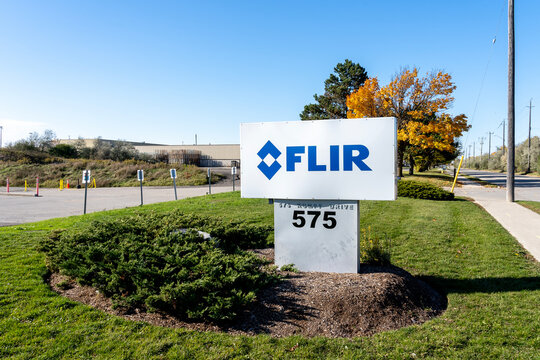 Waterloo, On, Canada - October 17, 2020: FLIR office building in Waterloo, Ontario, Canada. FLIR Systems is the world's largest commercial company. 