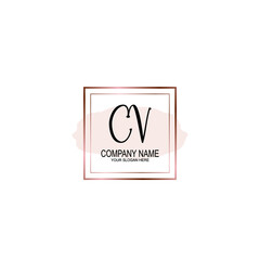 Initial CV Handwriting, Wedding Monogram Logo Design, Modern Minimalistic and Floral templates for Invitation cards	

