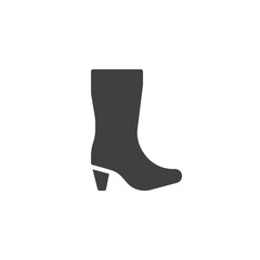Woman high heel shoe boot vector icon. filled flat sign for mobile concept and web design. High boot glyph icon. Symbol, logo illustration. Vector graphics