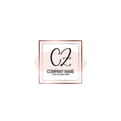 Initial CZ Handwriting, Wedding Monogram Logo Design, Modern Minimalistic and Floral templates for Invitation cards	
