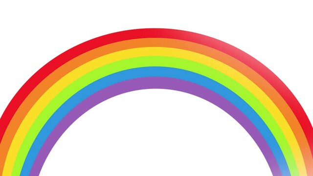 colorful rainbow  appearing over a white background - simple flat design drawing for cartoon animation