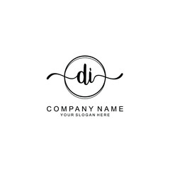 Initial DI Handwriting, Wedding Monogram Logo Design, Modern Minimalistic and Floral templates for Invitation cards	
