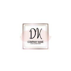 Initial DK Handwriting, Wedding Monogram Logo Design, Modern Minimalistic and Floral templates for Invitation cards	
